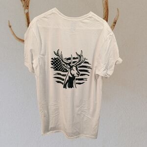 Custom Made- White T-Shirt with Deer Print graphic